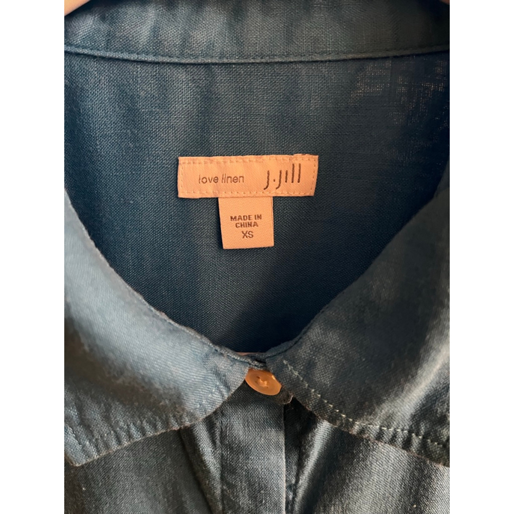 J.JILL~ Women’s Teal 100% Love Linen Button Down Shirt~XS~ Runs Big~ - Picture 5 of 10